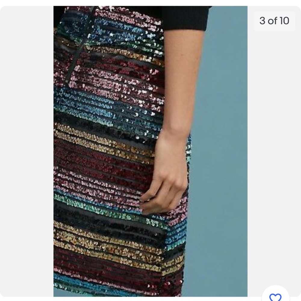 Anthropologie Moulinette Souers Sequined Soirée striped Skirt - Picture 3 of 9